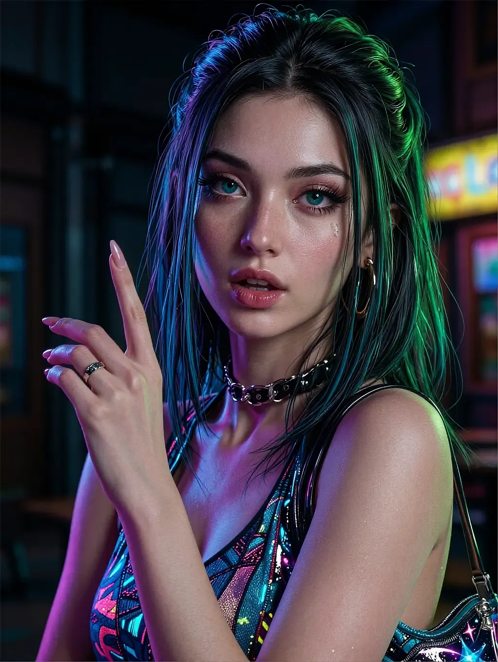 Fictional AI character featured on the second landing page, in daylight